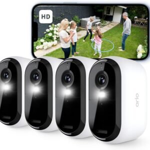 Arlo (VMC3060 + VMA3900) X 04 Arlo Essential VMC3060 2K Security Camera with Power Over Ethernet Adapter (PoE) 4 Pack