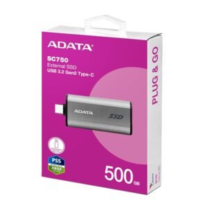 ADATA SC750-500G-CCBK SC750 500GB Portable SSD (Compact | Cableless)Designed for mobile phones, lightweight and works without data cables