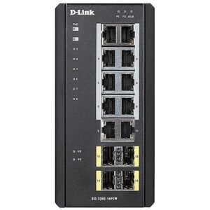 D-Link DIS-300G-14PSW 8 x PoE 10/100/1000Base-T + 2 x UTP + 4 x SFP DIN-Rail Gigabit Managed Industrial Switch