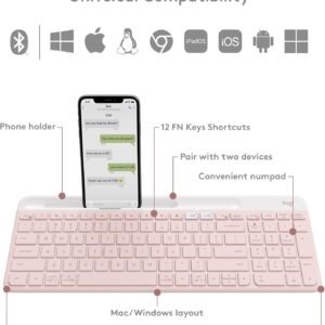 Logitech 920-011329 Logitech K580 Multi-Device Wireless Keyboard - Rose