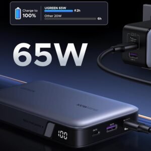 UGREEN 85166B UGREEN PB550_85166B 20000mAh 65W PD Power Bank with built-in Cable and CCC