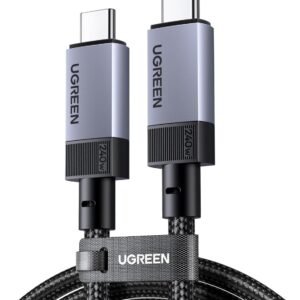 UGREEN 80150 UGREEN US355 USB-C 3.1 M/M Gen2 5A Cable with Braided 1m (Black), 240W & 10Gbps