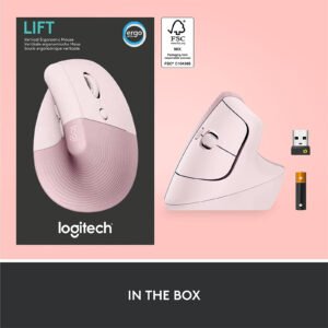 Logitech 910-006481 Logitech Lift Vertical Ergo Wireless Mouse - Rose