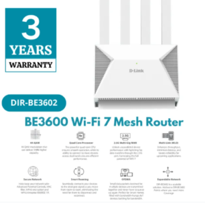 D-LINK DIR-BE3602 Wifi 7 BE3600 Dual-Band 2.5G Mesh Router