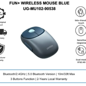 UGREEN 90538 UGREEN MU102_90538 2.4GHz + Bluetooth 4000dpi USB-C Rechargeable Mouse, Black