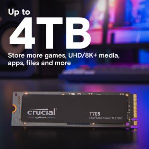 Crucial CT4000T705SSD5 Crucial® T705 4TB PCIe Gen5 NVMe M.2 SSD with heatsink